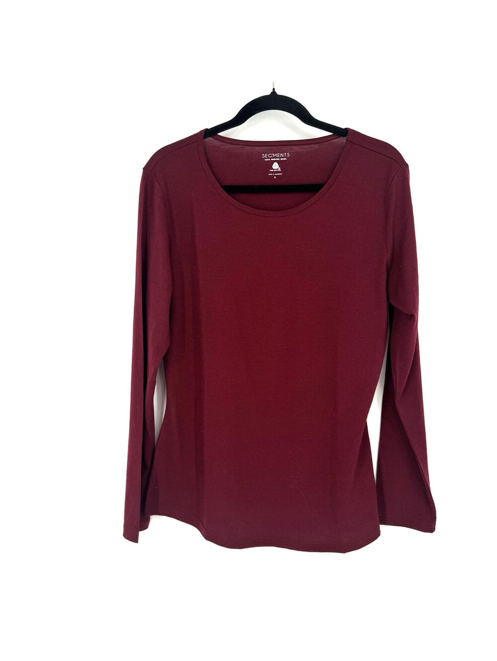 Segments shirt top womens large L burgundy merino wool base layer hiking outdoor